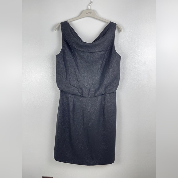 VIRGO II 60’s Black Sleeveless Glitter Midi Dress Size 8 - Picture 2 of 11